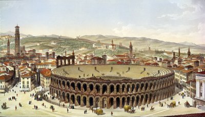 View of the Roman Amphitheatre, Verona (detail) by P. Majocchi